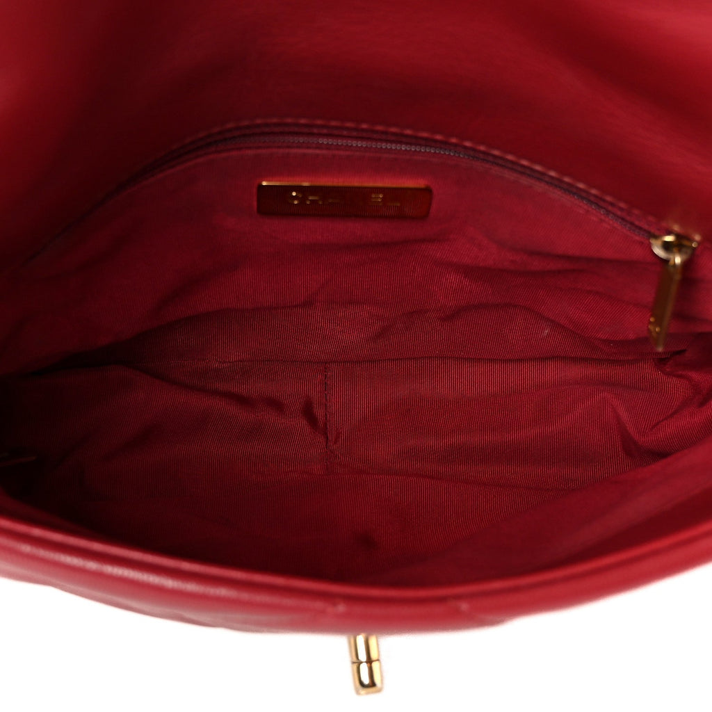 Chanel Goatskin Quilted Medium Chanel 19 Flap Red