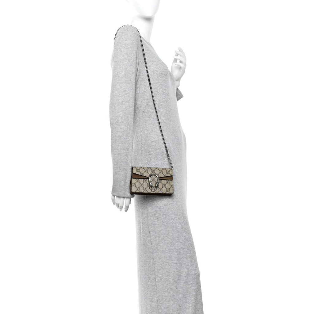 Gucci GG Supreme Monogram Super Mini Dionysus Shoulder Bag Taupe