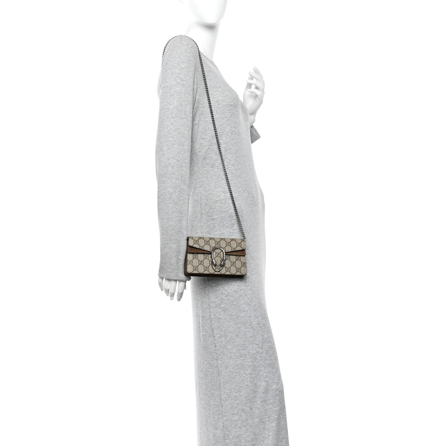 Gucci GG Supreme Monogram Super Mini Dionysus Shoulder Bag Taupe