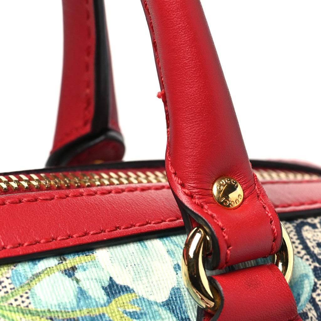 Gucci GG Supreme Monogram Blooms Small Boston Beige Blue Navy Hibiscus Red