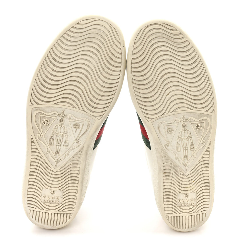 Gucci Calfskin Web Heart Embroidered Womens Ace Sneakers 36 White