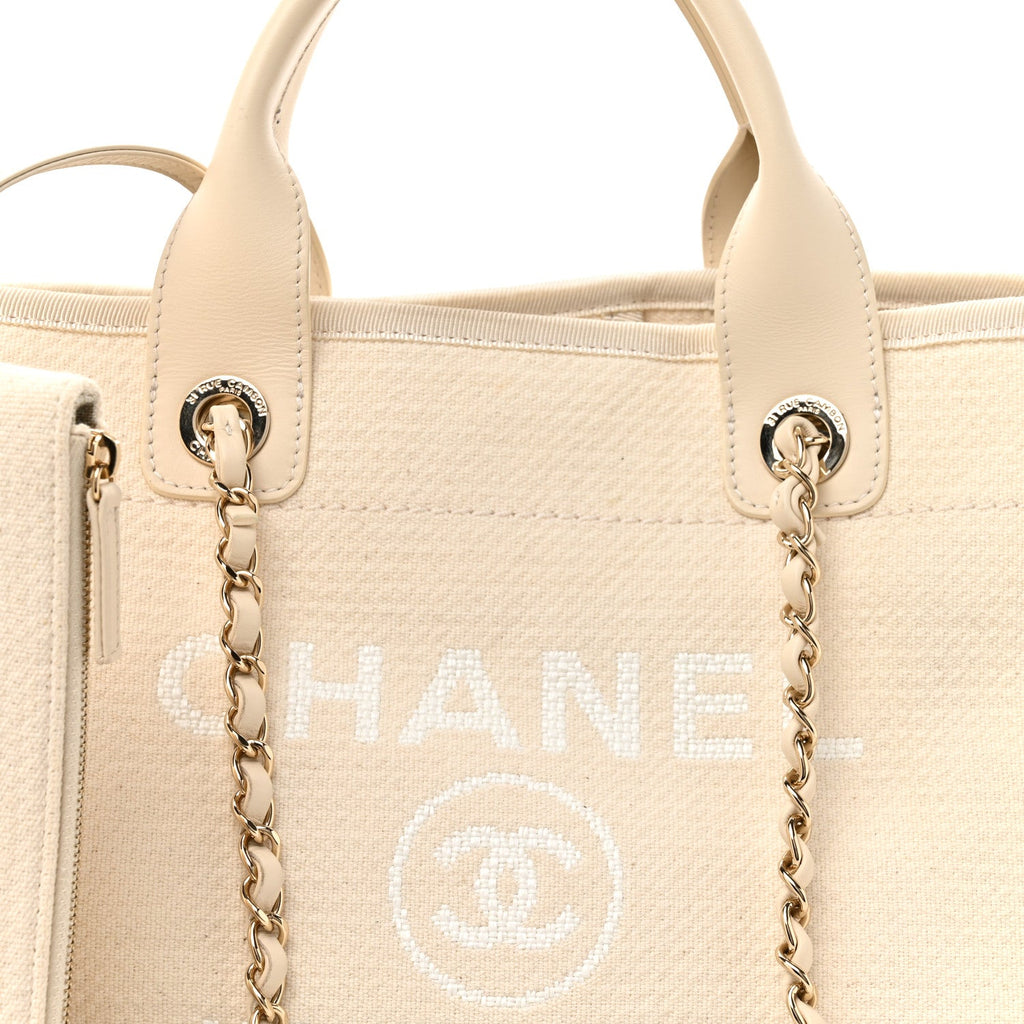 Chanel Mixed Fibers Small Deauville Tote White