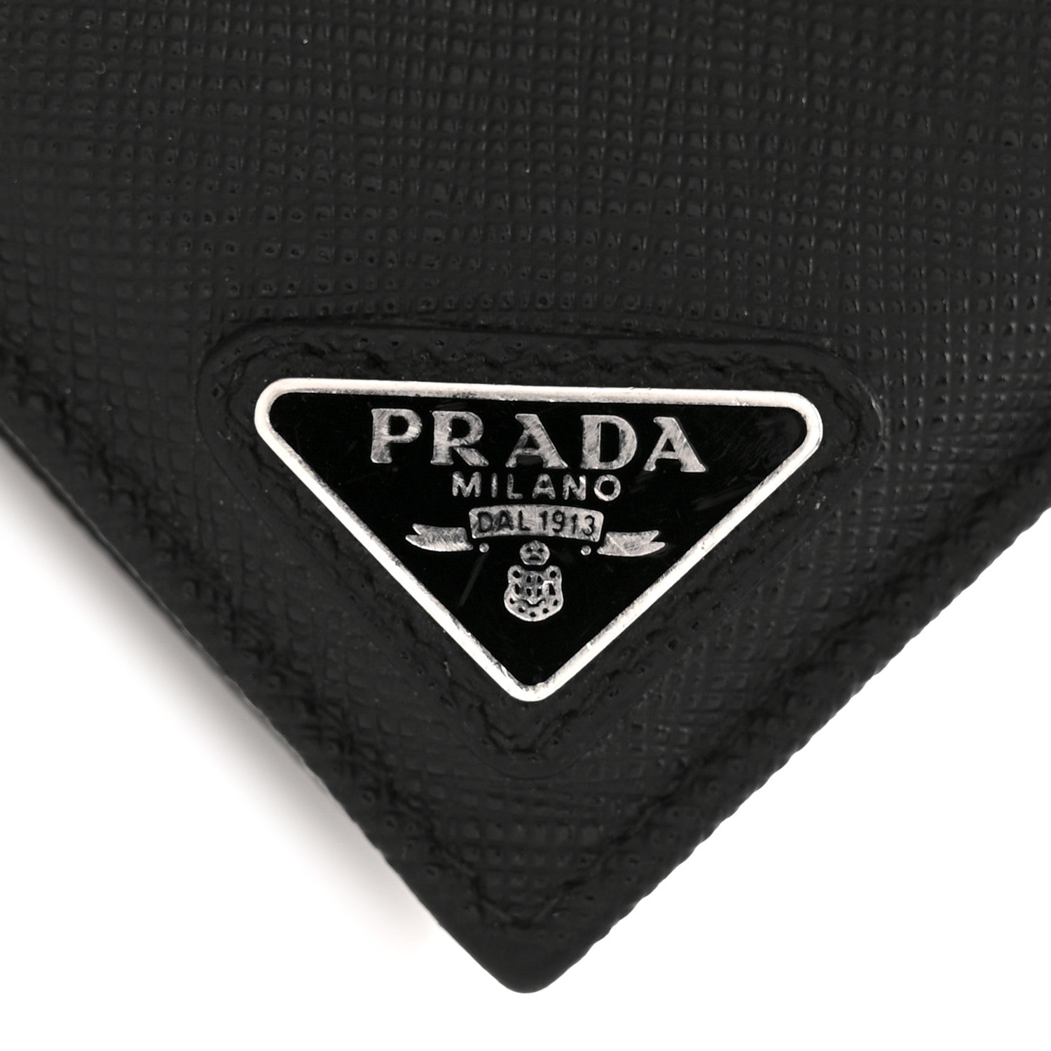 Prada Saffiano Triangle Card Holder Black