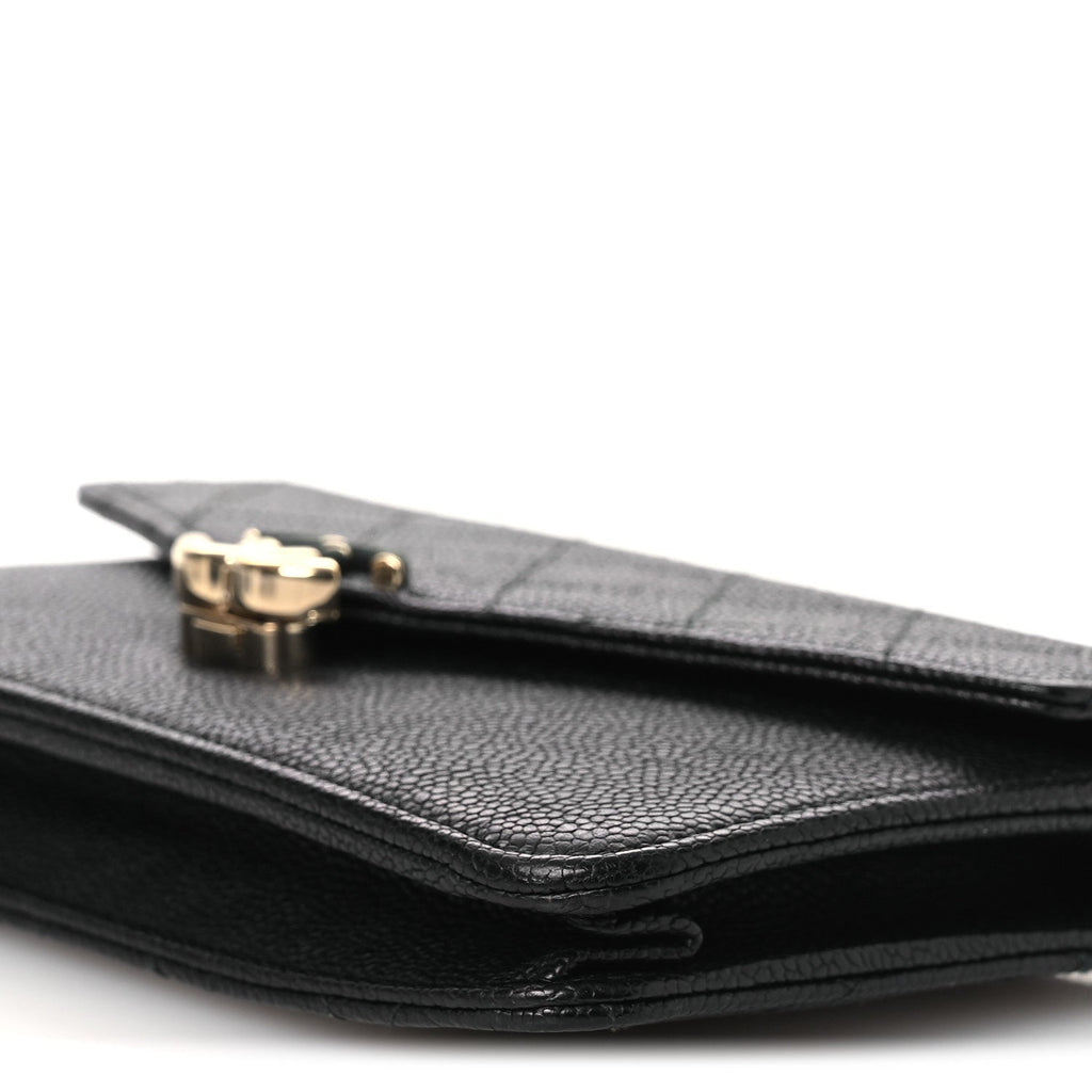 Chanel Grained Calfskin Quilted Cuba Wallet On Chain WOC Black