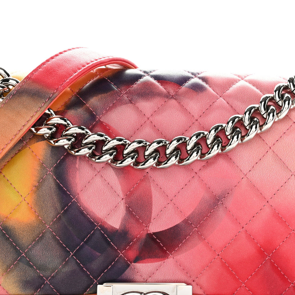 Chanel Printed Lambskin Quilted Medium Flower Power Boy Flap