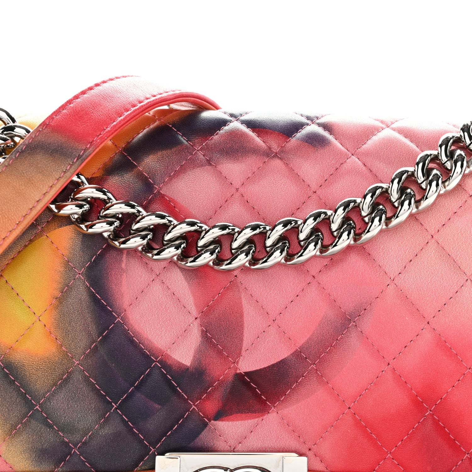 Chanel Printed Lambskin Quilted Medium Flower Power Boy Flap
