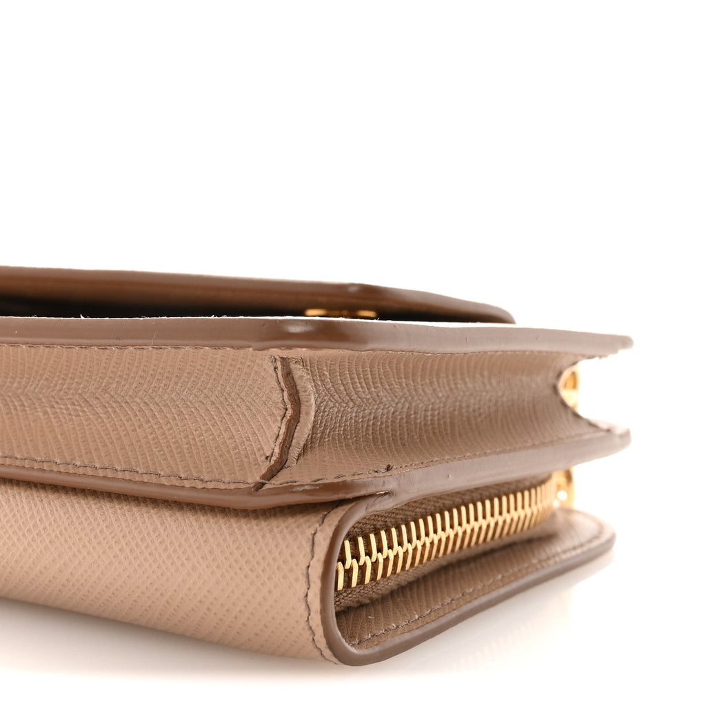Prada Saffiano Chain Wallet Cammeo
