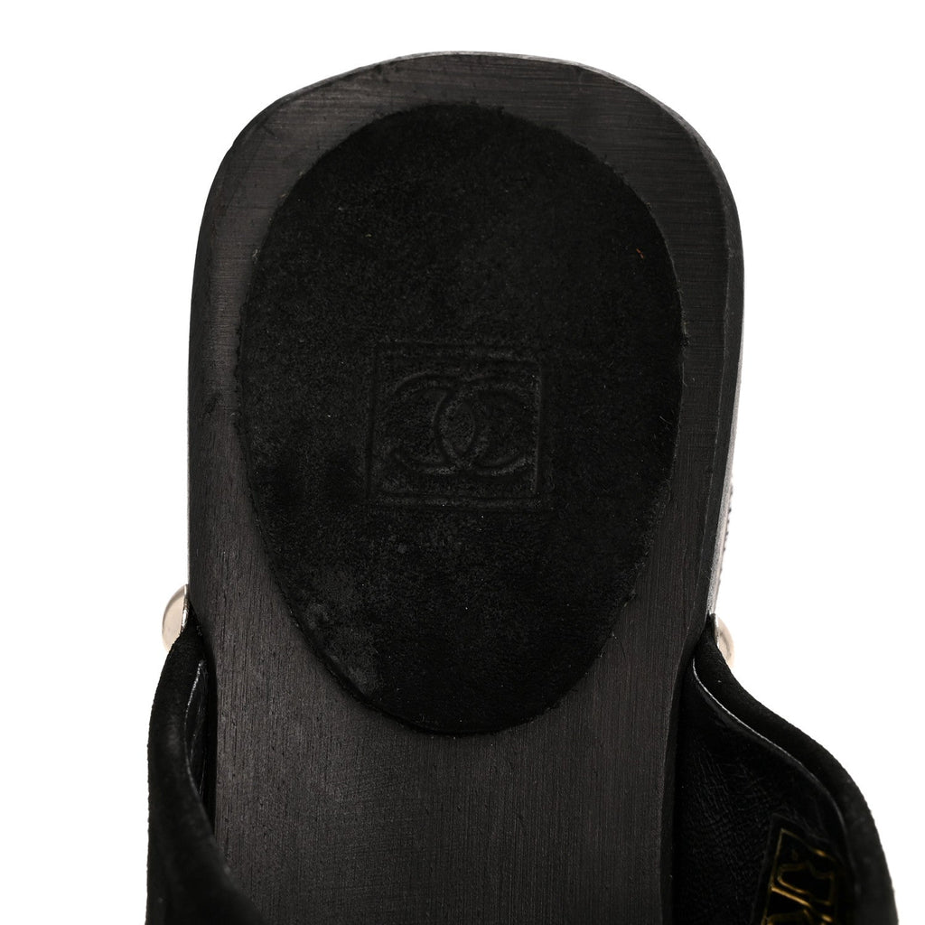 Chanel Suede CC Clogs 37 Black