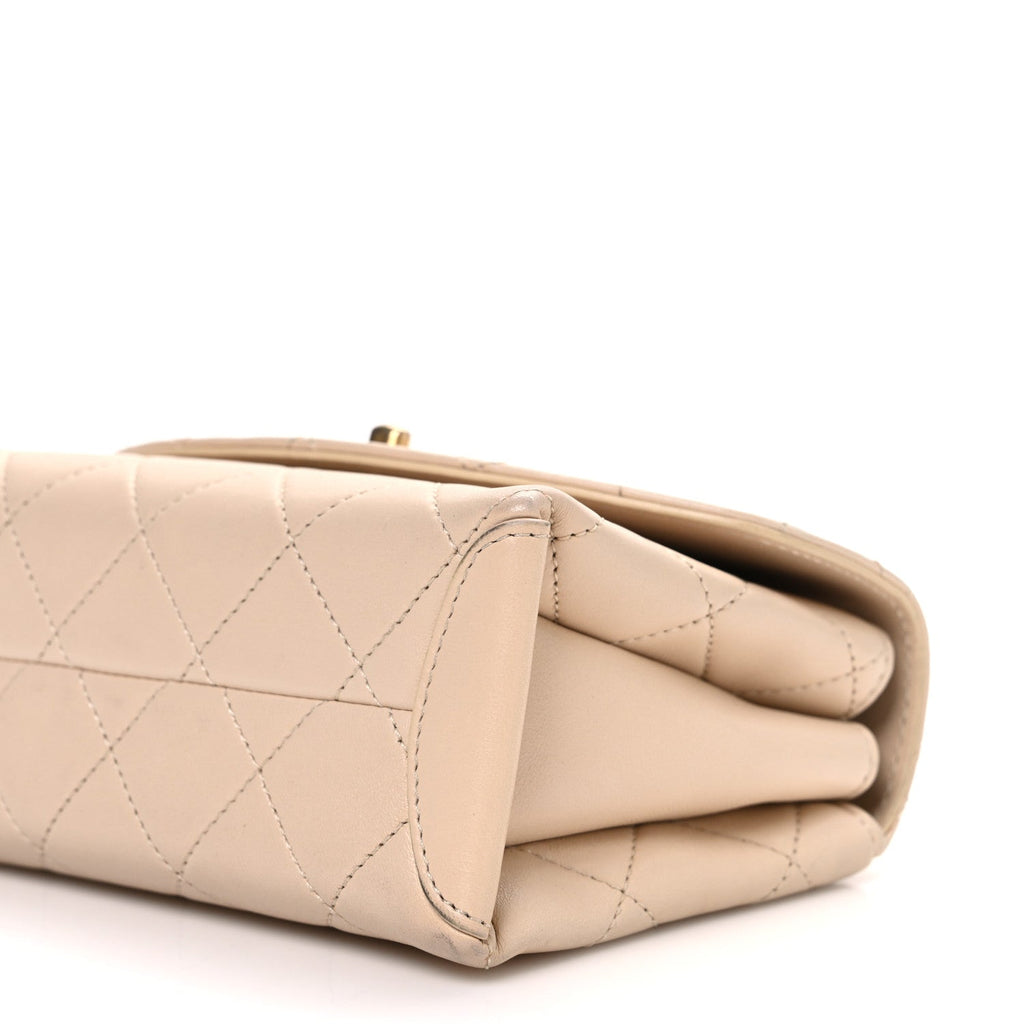 Chanel Lambskin Quilted Small Trendy Spirit Top Handle Bag Beige
