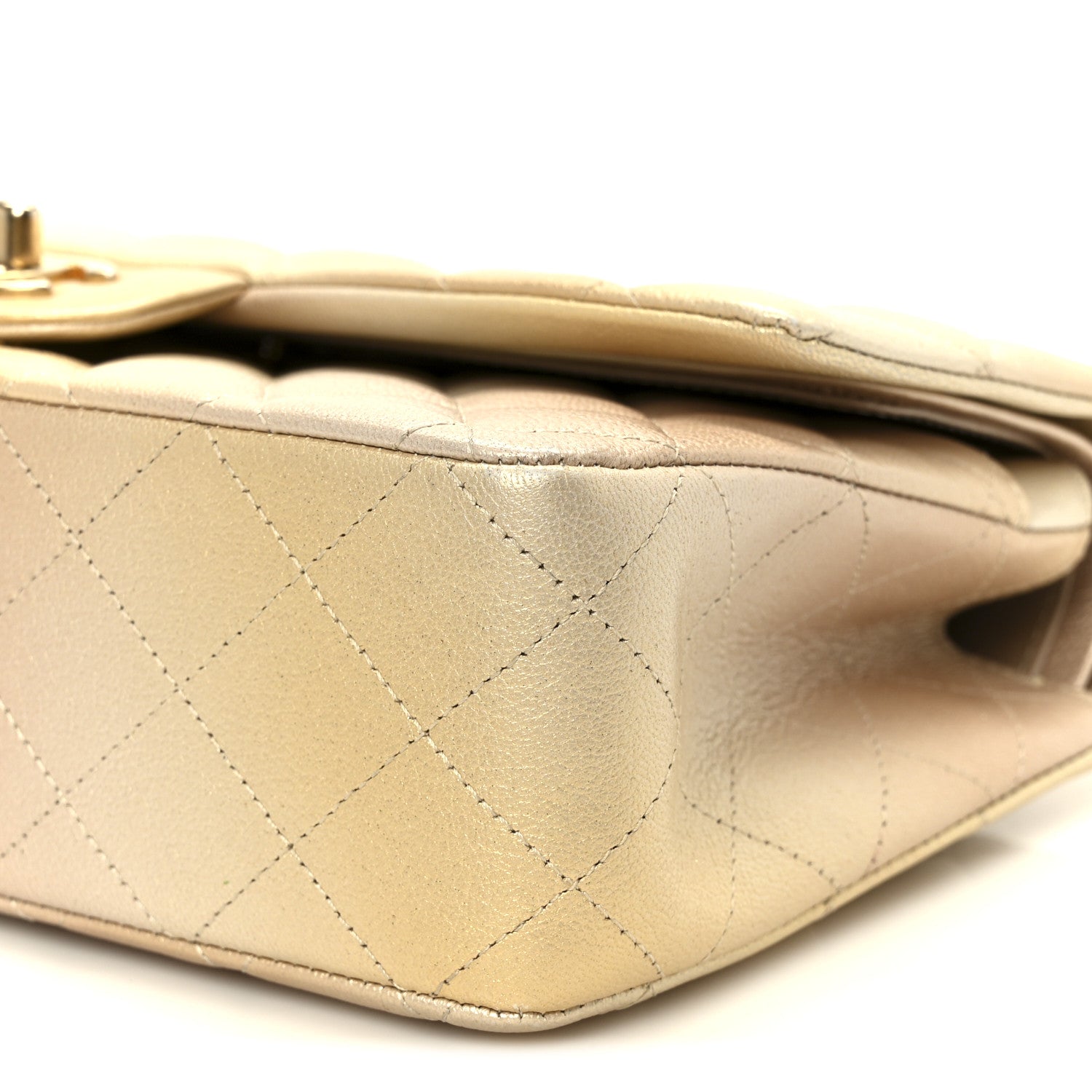 Chanel Metallic Goatskin Quilted Ombre Medium Double Flap Gold