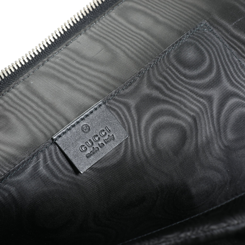 Gucci Black & Gold Magnetismo Print Leather Pouch