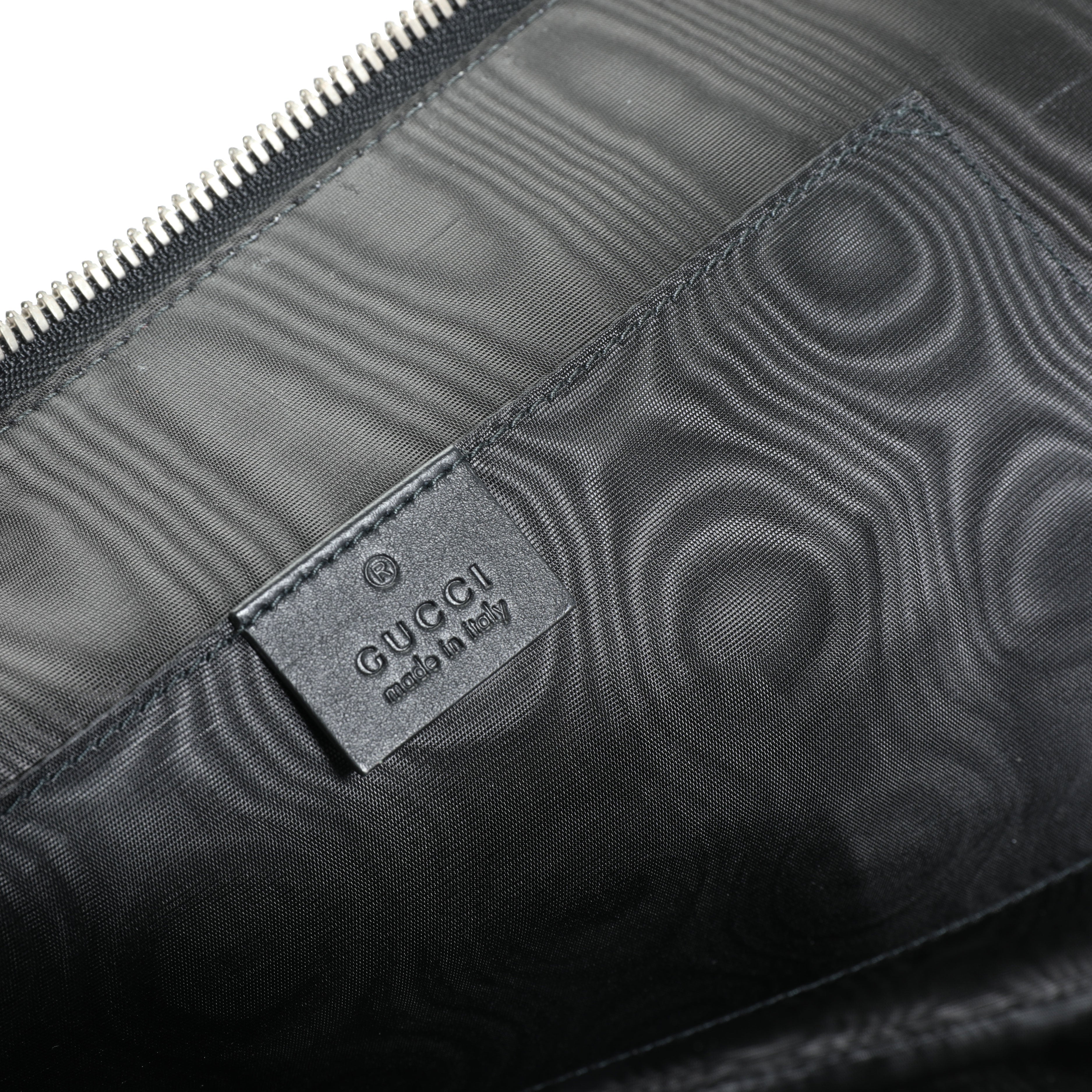 Gucci Black & Gold Magnetismo Print Leather Pouch