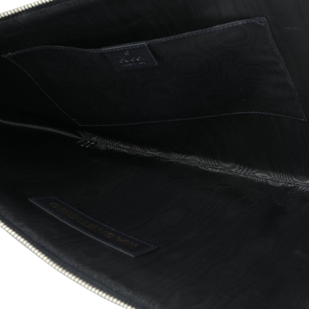 Gucci Black & Gold Magnetismo Print Leather Pouch