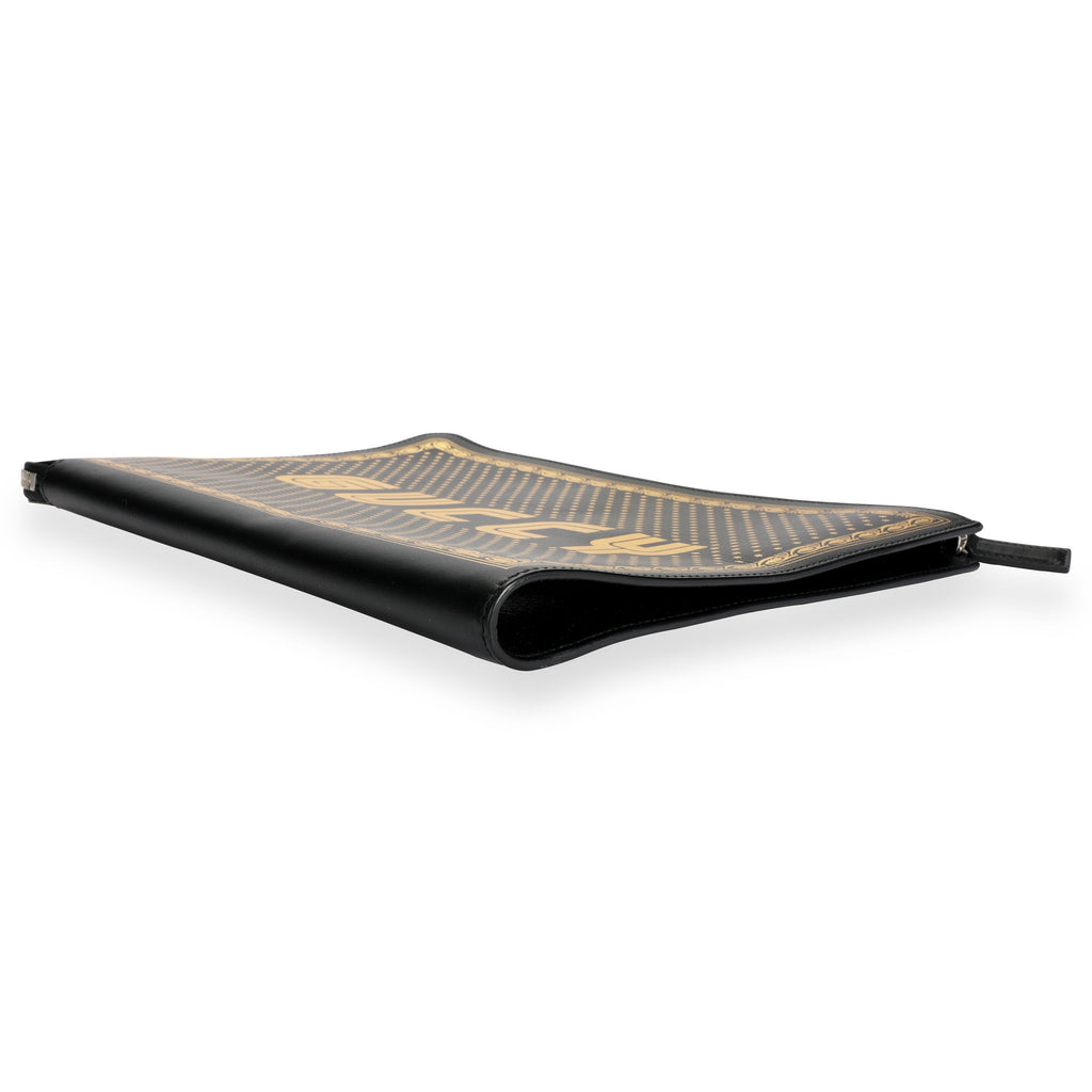 Gucci Black & Gold Magnetismo Print Leather Pouch