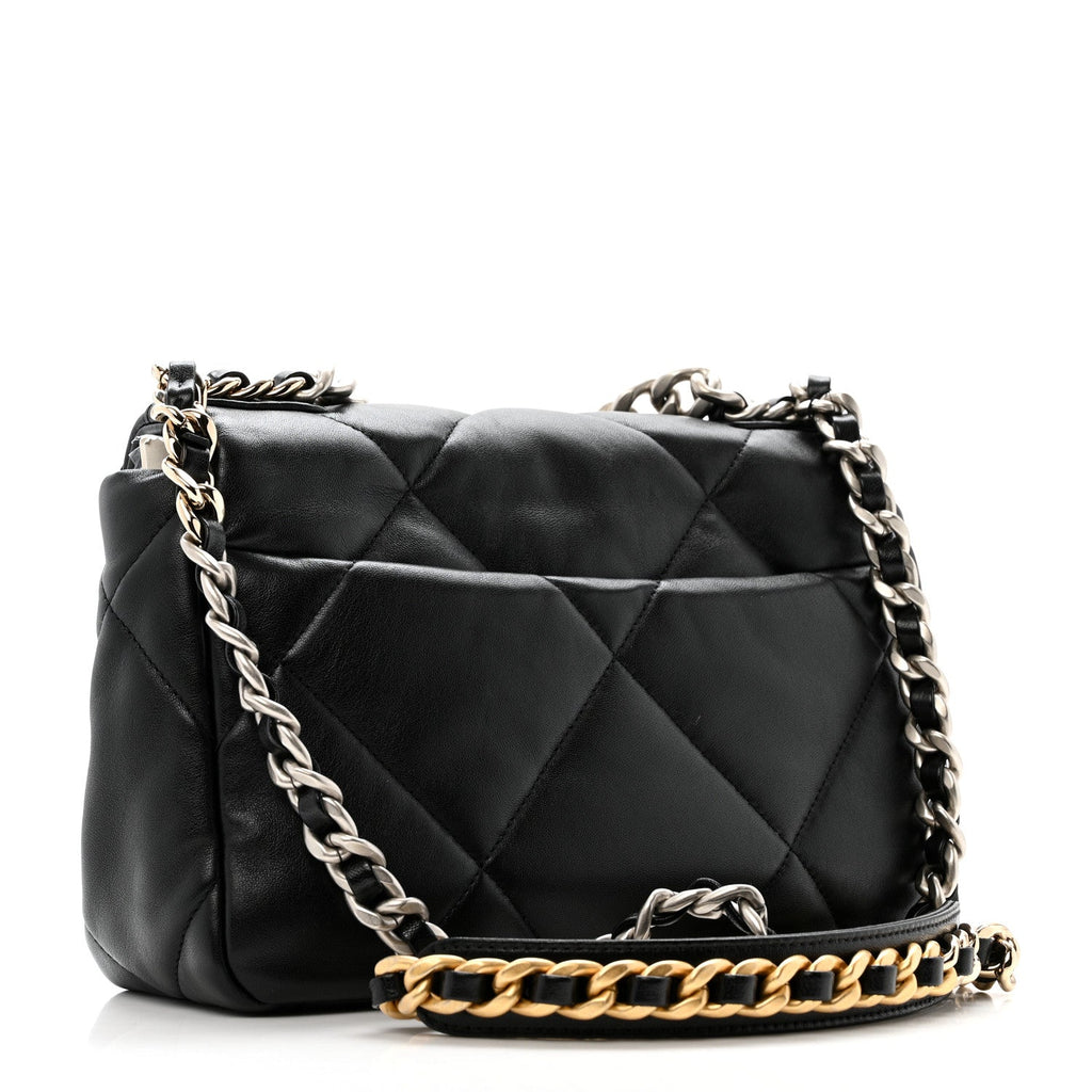 Chanel Lambskin Quilted Medium Chanel 19 Flap Black