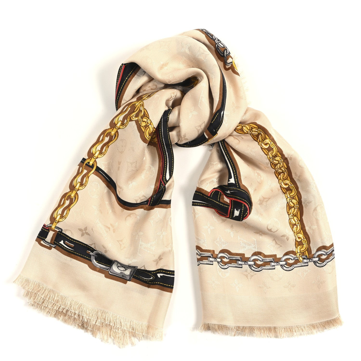 Louis Vuitton Silk Wool Monogram Pop Confidential Shawl Beige