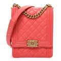 Chanel Calfskin Quilted North South Boy Flap Coral