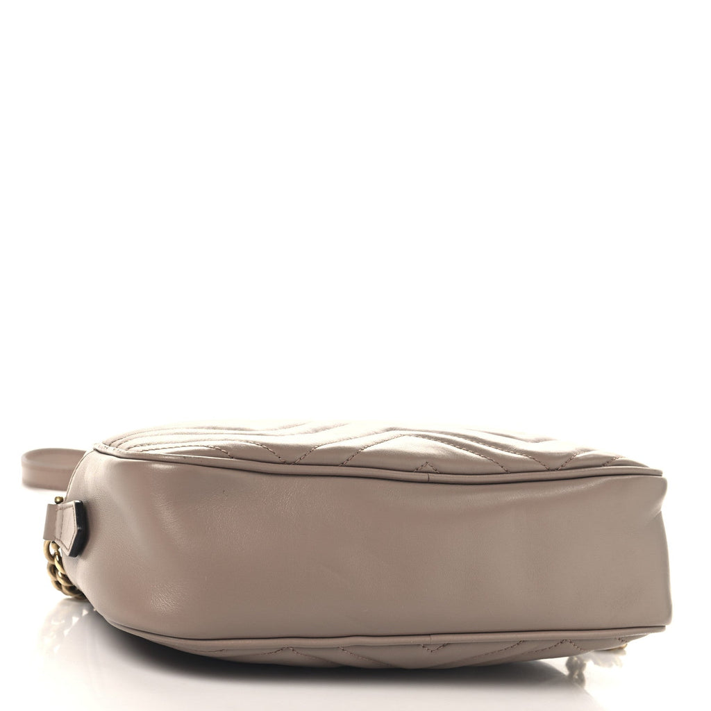Gucci Calfskin Matelasse Small GG Marmont Chain Shoulder Bag Porcelain Rose