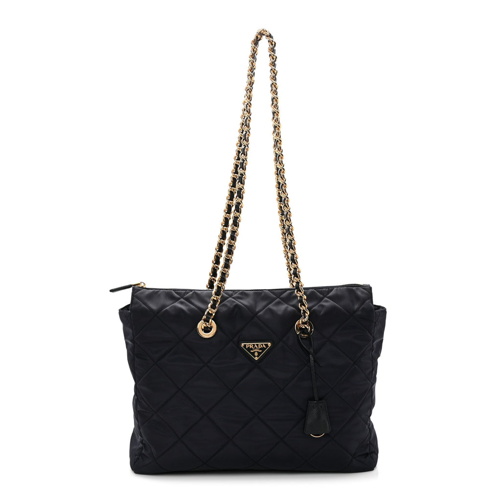 Prada Nylon Tessuto Impuntu Quilted Tote Baltico