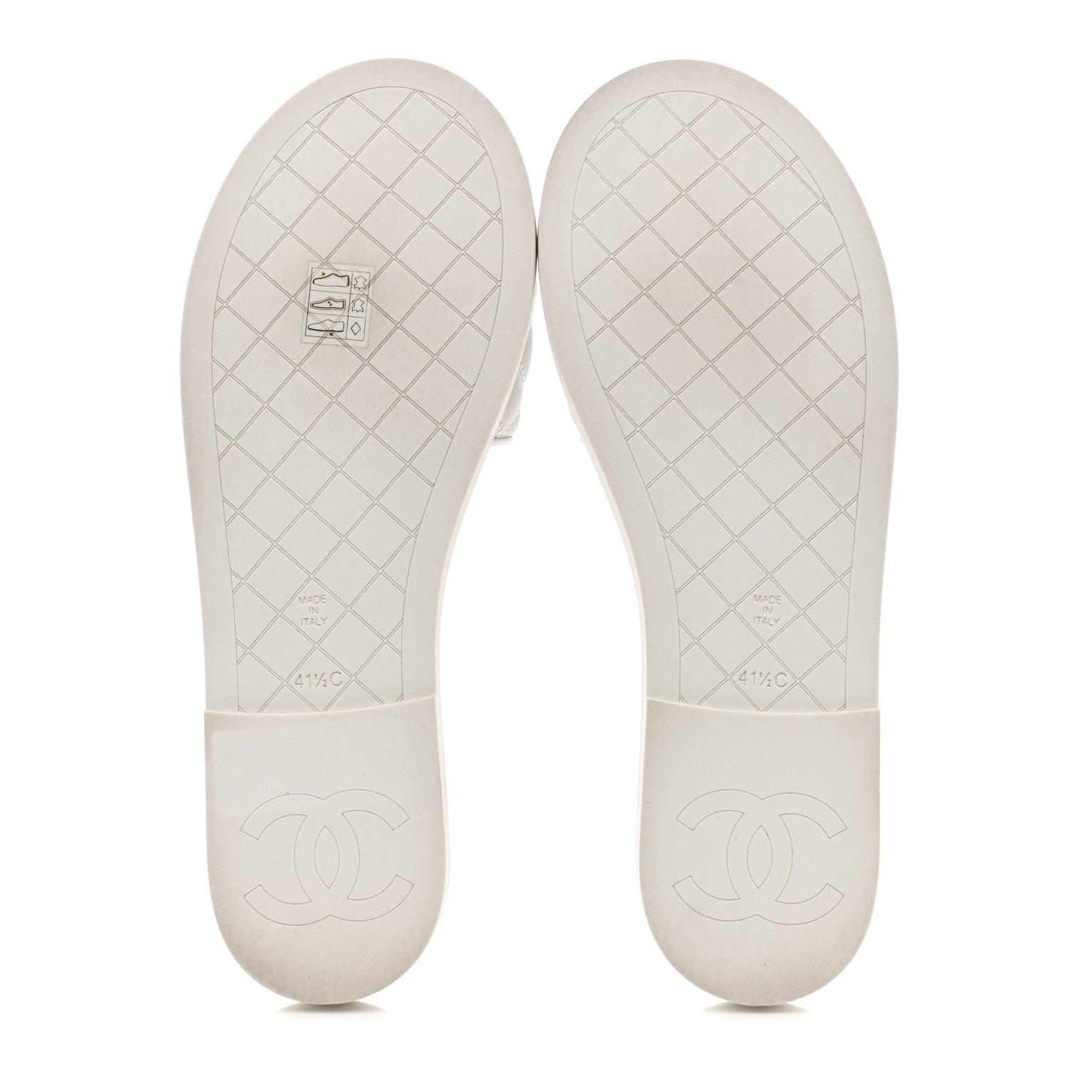 Lambskin Quilted Textured CC Mules Sandals 41.5 White