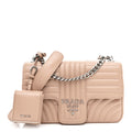 Prada Soft Calfskin Impunture Diagramme Medium Chain Flap Shoulder Bag Cipria