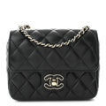 Chanel Lambskin Resin Quilted Mini Heart Square Flap Black