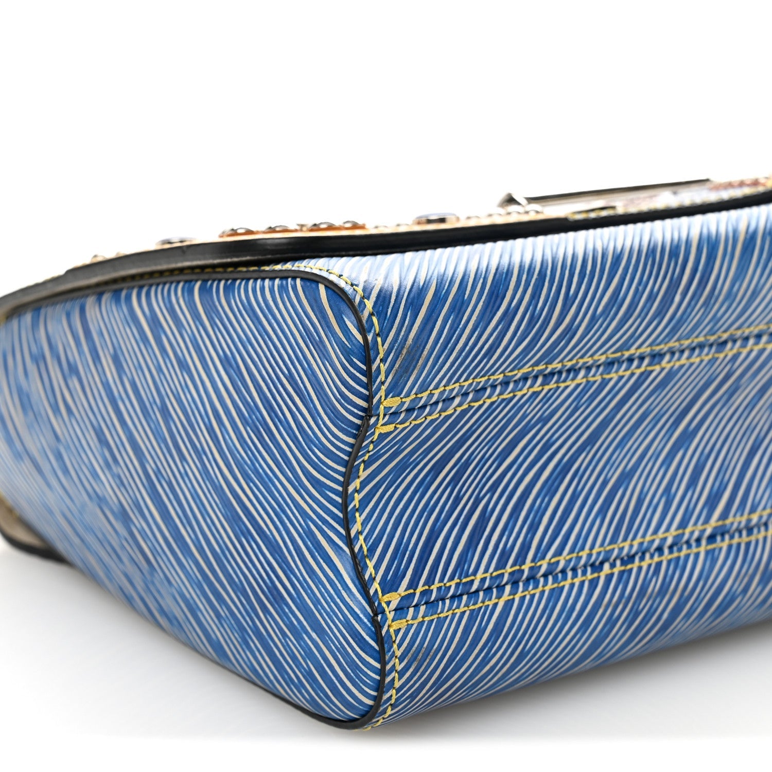 Louis Vuitton Epi Studded Twist Shoulder Bag MM Denim Light