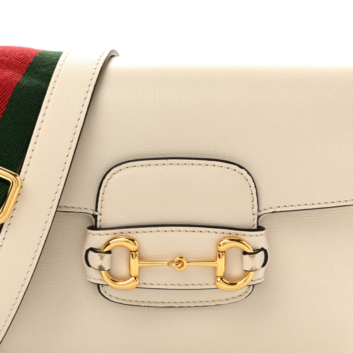 Gucci Azalea Calfskin Web Mini Horsebit 1955 Shoulder Bag Mystic White