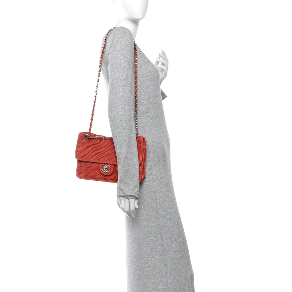 Chanel Perforated Calfskin Large Up In The Air Flap Red
