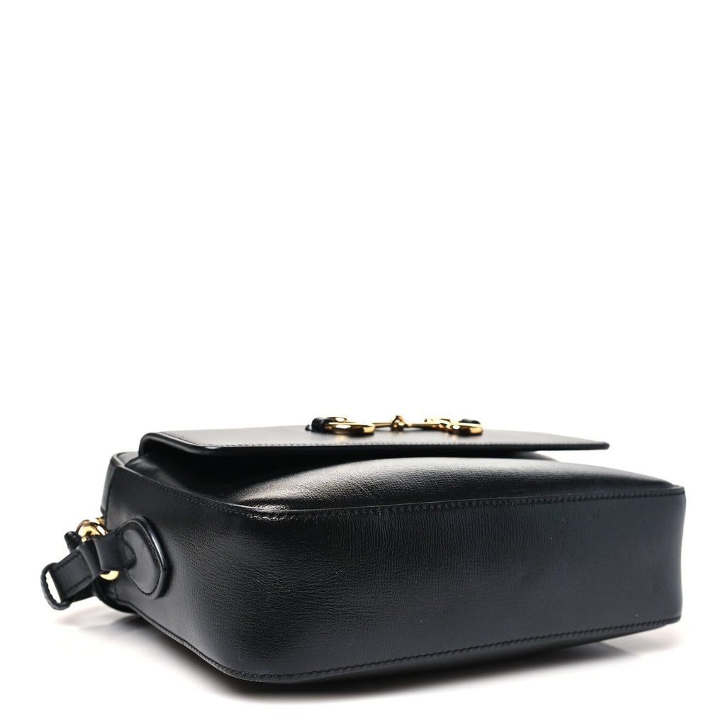 Gucci Textured Calfskin Small Horsebit 1955 Shoulder Bag Black