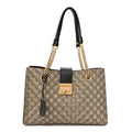 Gucci GG Supreme Monogram Bees Medium Padlock Tote Beige Oro Black