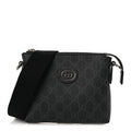 Gucci GG Supreme Monogram Azalea Calfskin Small Retro Interlocking G Wristlet Messenger Bag Black