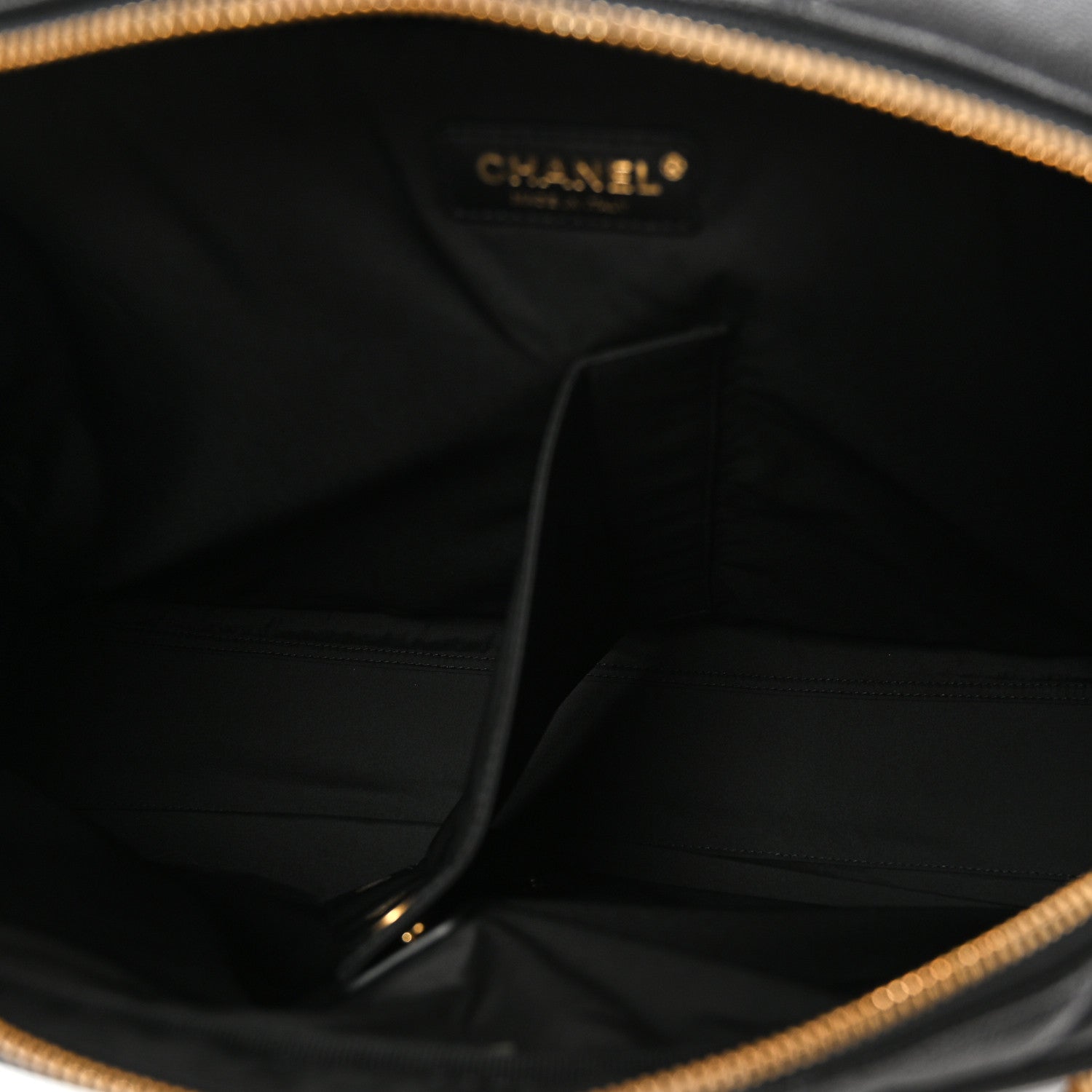 Chanel Shiny Grained Calfskin Quilted Travel Bowling Bag Black
