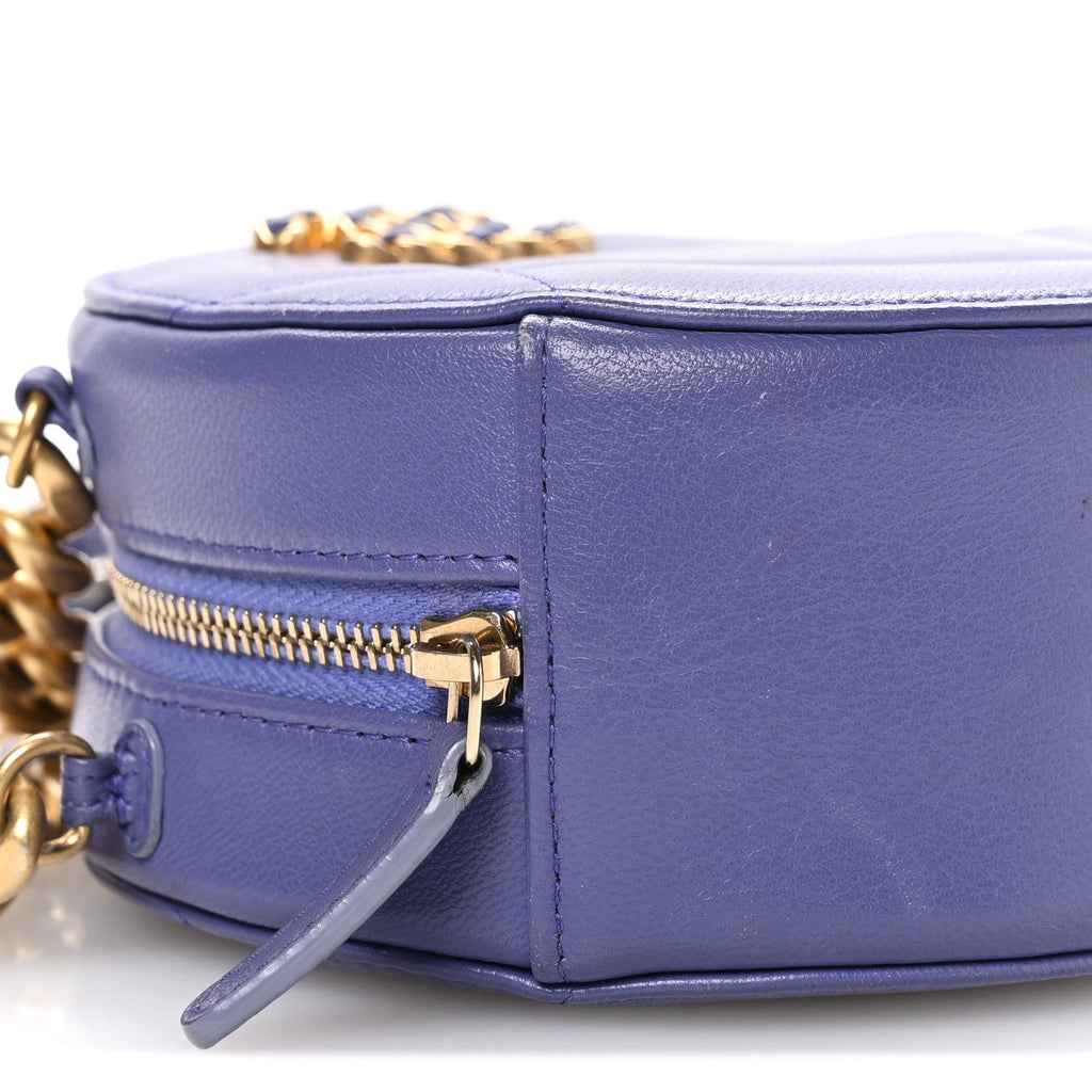 Chanel Lambskin Quilted Chanel 19 Round Clutch With Chain Purple