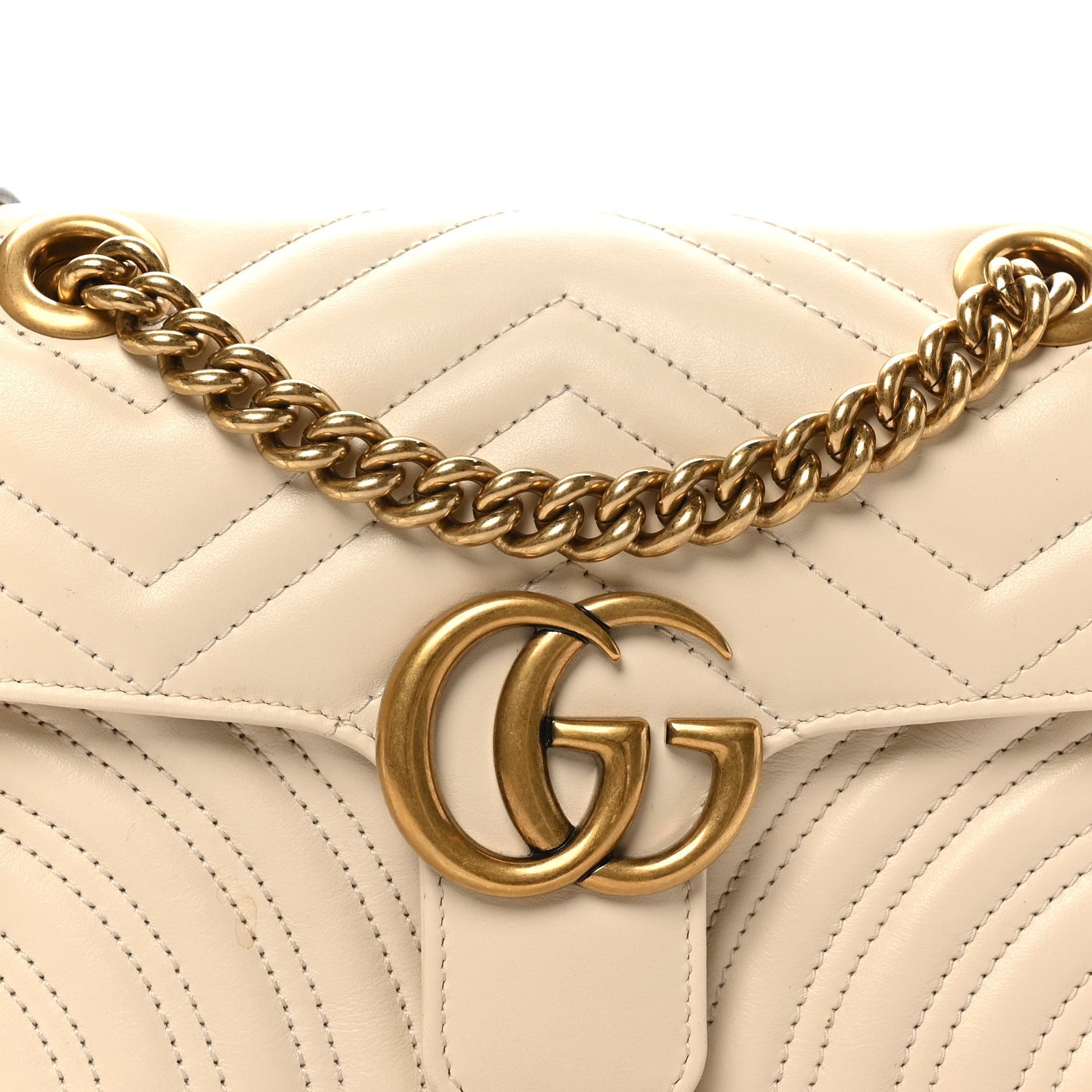 Gucci Calfskin Matelasse Mini GG Marmont Shoulder Bag White