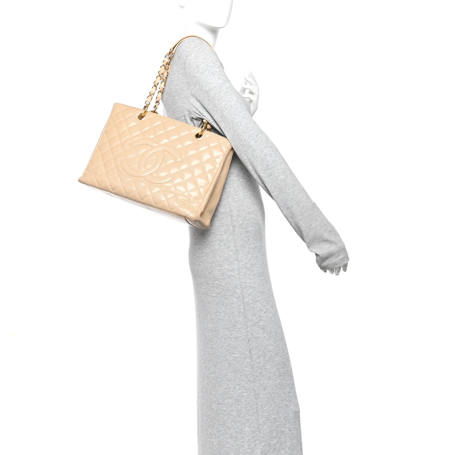 Chanel Caviar Quilted Grand Shopping Tote GST Beige