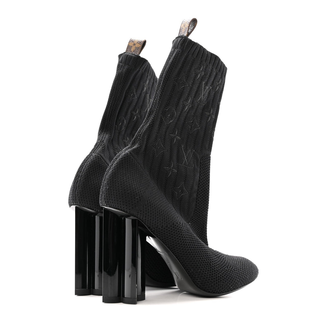 Louis Vuitton Monogram Stretch Fabric Silhouette Ankle Boots 37 Black