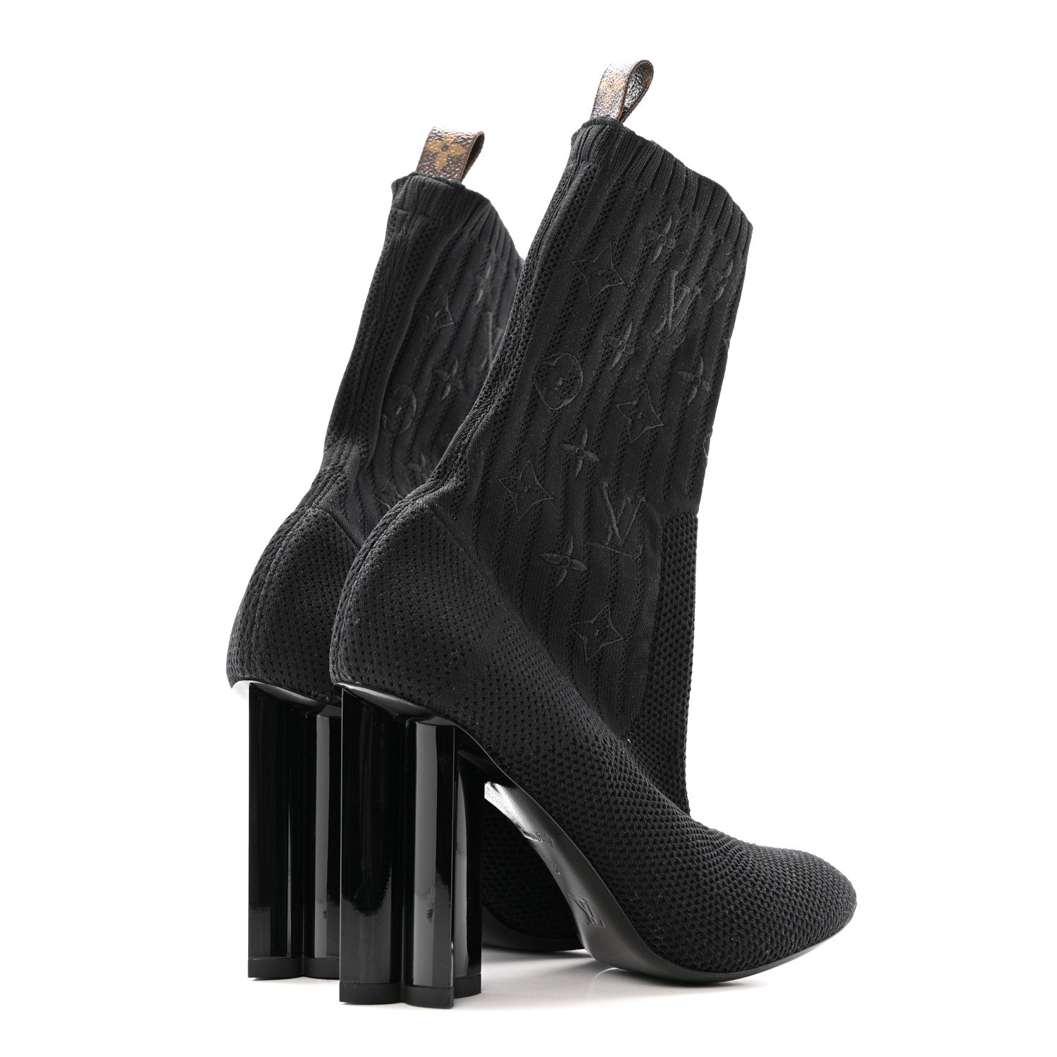 Louis Vuitton Monogram Stretch Fabric Silhouette Ankle Boots 37 Black