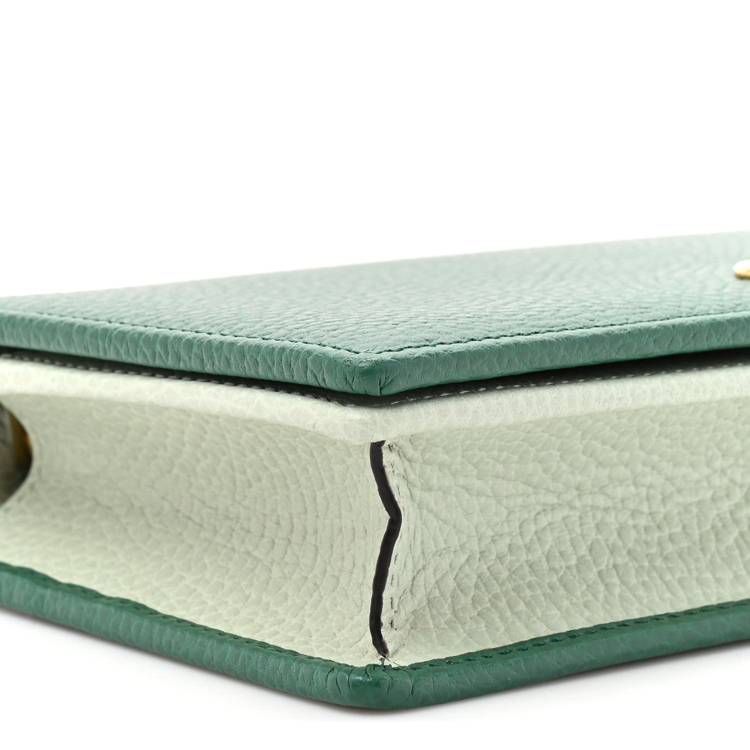 Gucci Dollar Calfskin Mini GG Marmont Chain Wallet Emerald Green Salvy Green