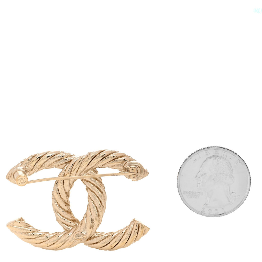 Chanel Twisted CC Brooch Light Gold