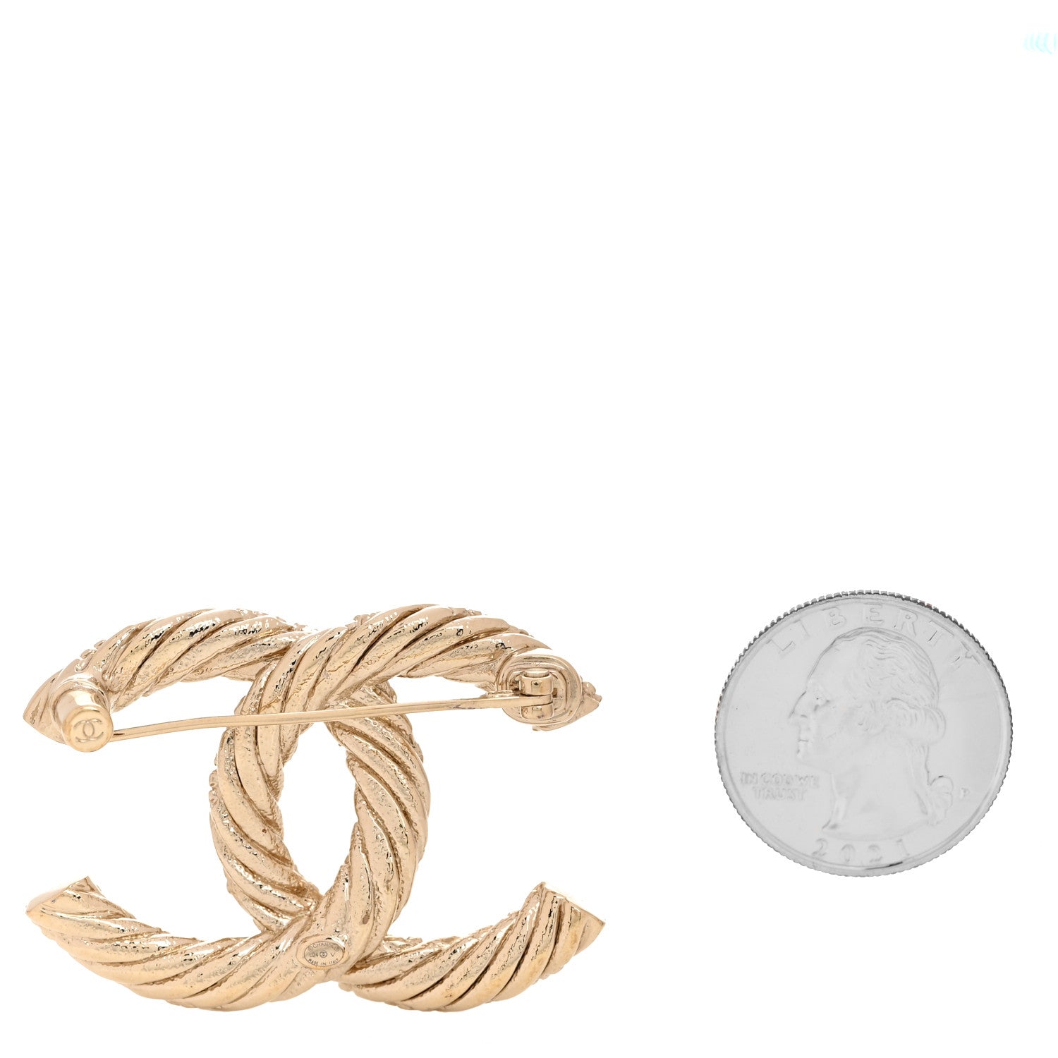 Chanel Twisted CC Brooch Light Gold