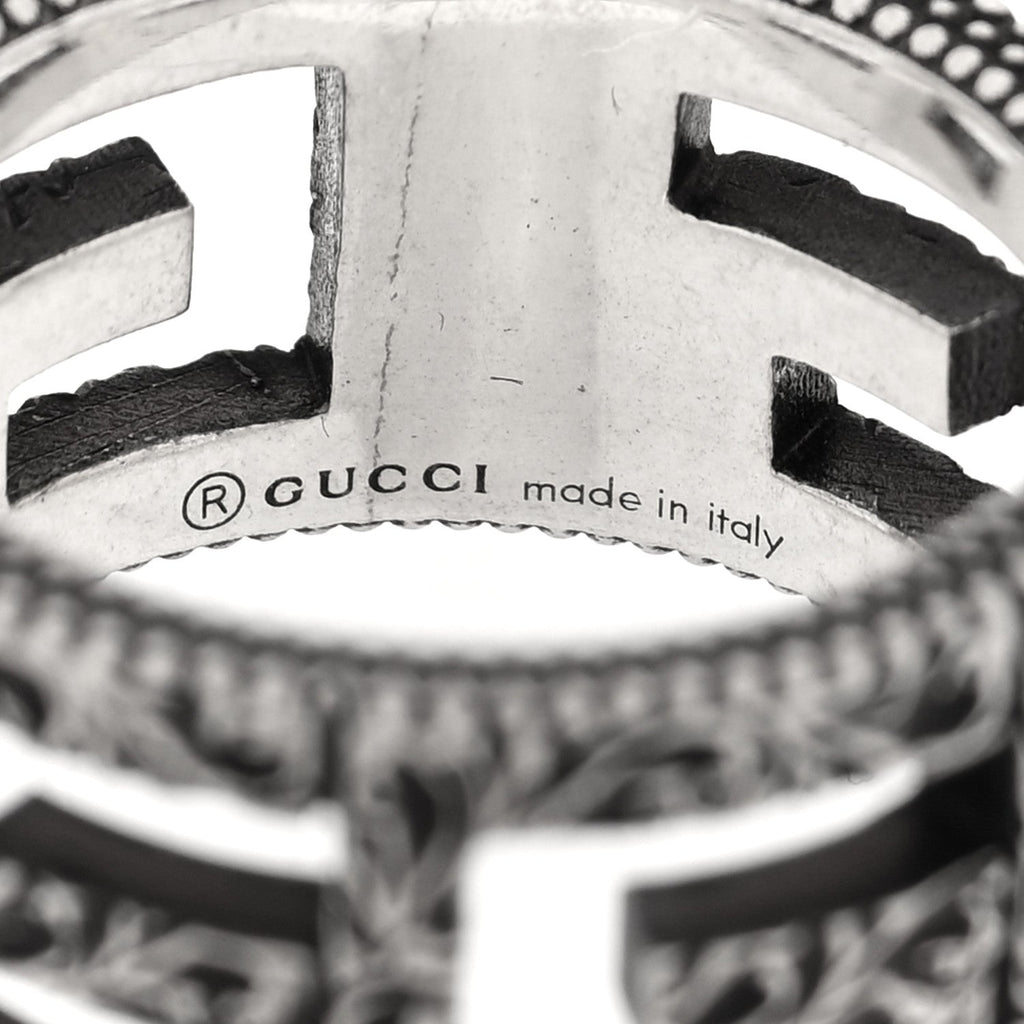 Gucci Sterling Silver Wide Square G Band Ring 54 6.75