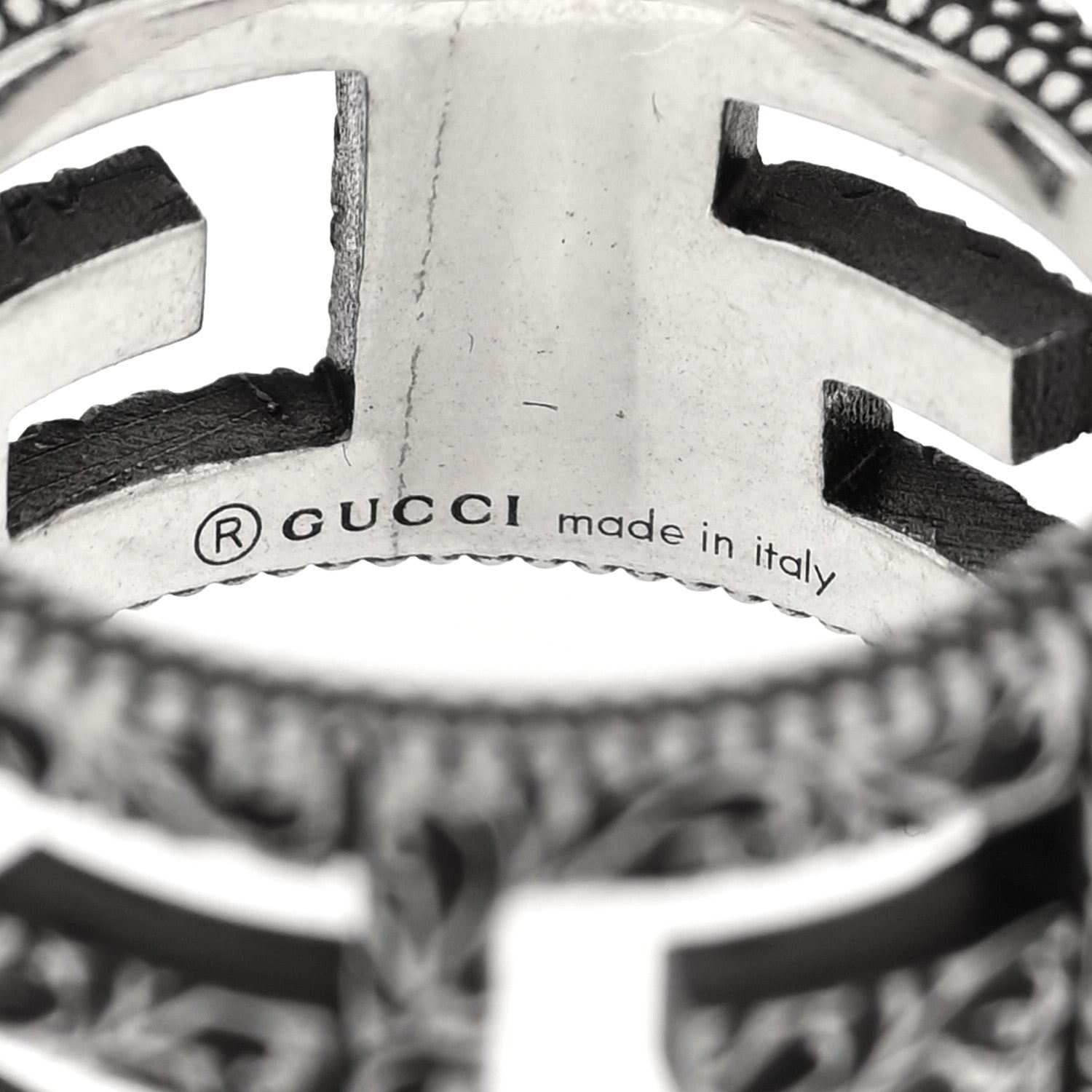 Gucci Sterling Silver Wide Square G Band Ring 54 6.75