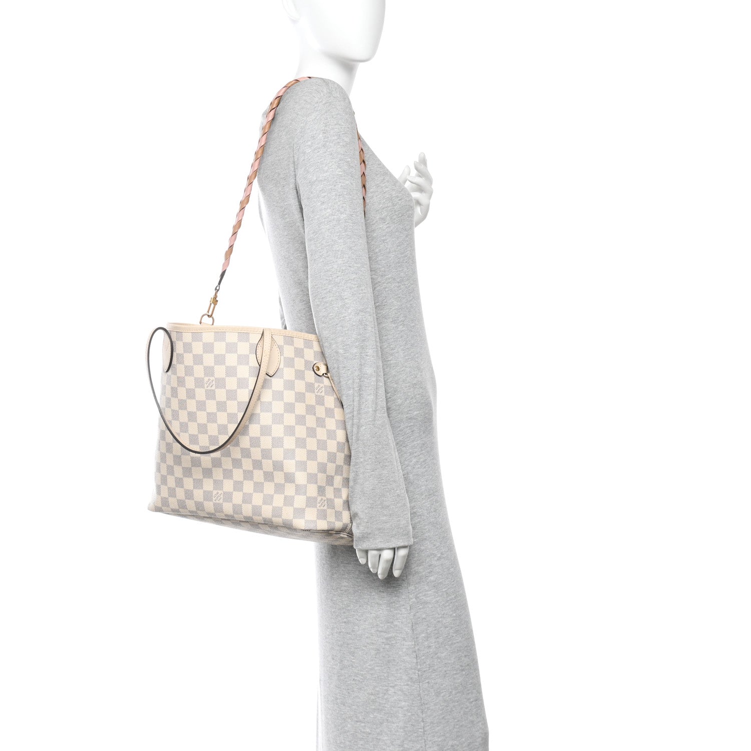 Louis Vuitton Damier Azur Braided Neverfull MM Pink