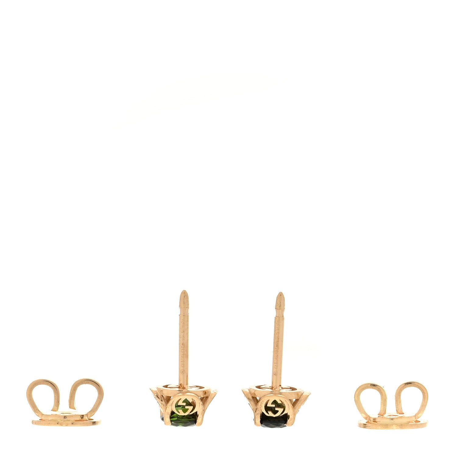 Gucci 18K Yellow Gold Green Tourmaline Interlocking G Earrings 49/4.75
