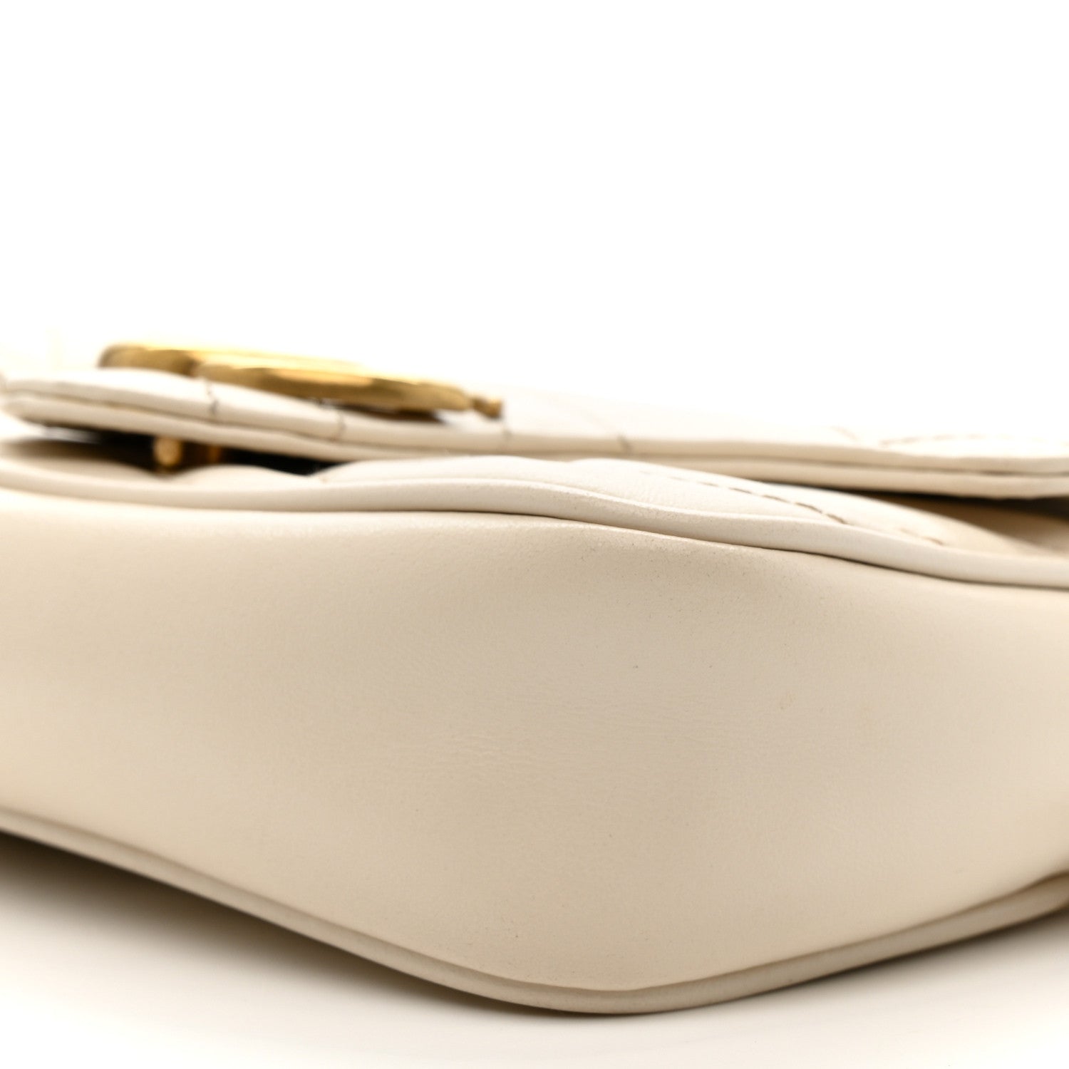 Gucci Calfskin Matelasse Super Mini GG Marmont Shoulder Bag White