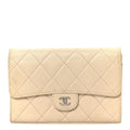 Lambskin Quilted Small Flap Wallet Light Beige