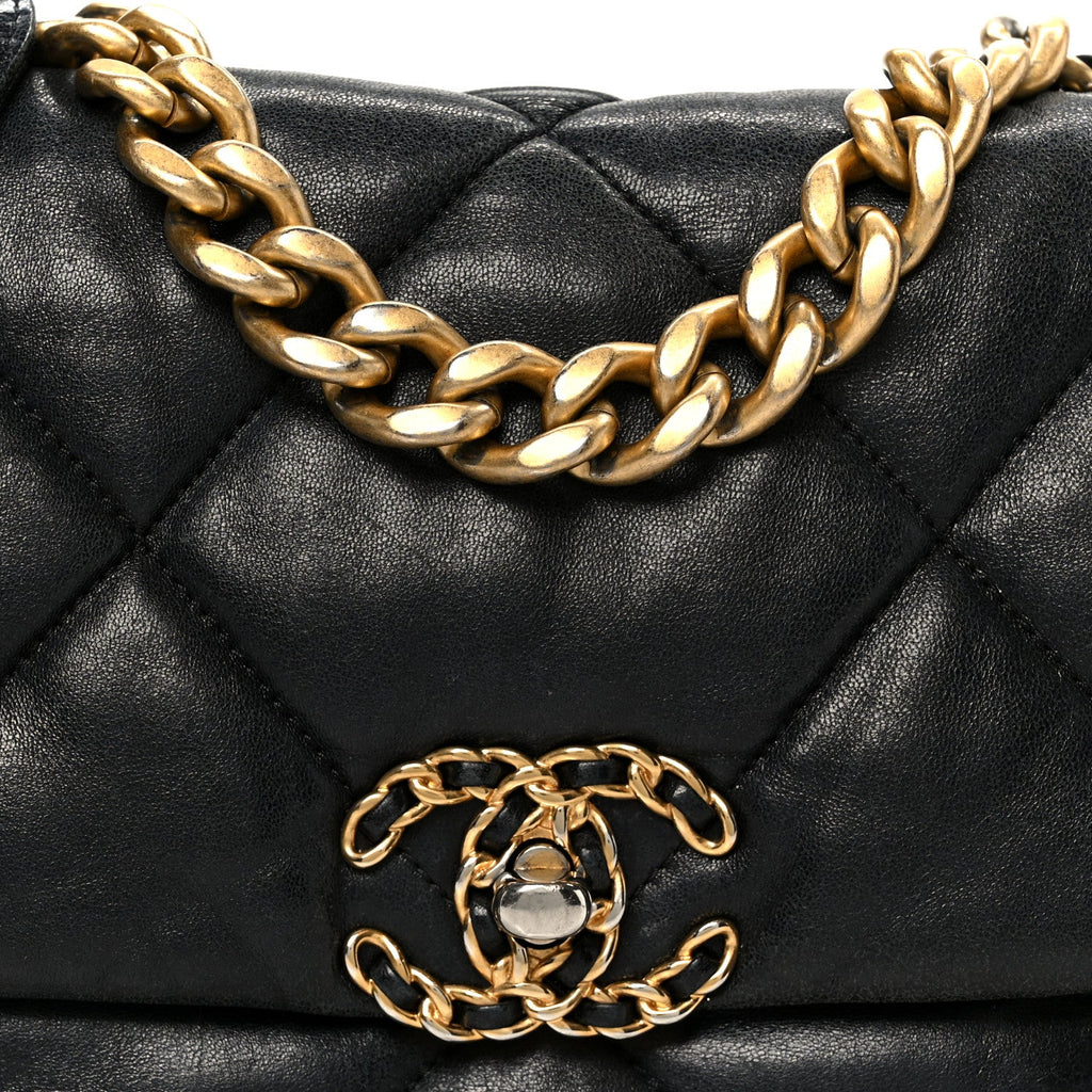 Chanel Lambskin Quilted Medium Chanel 19 Flap Black