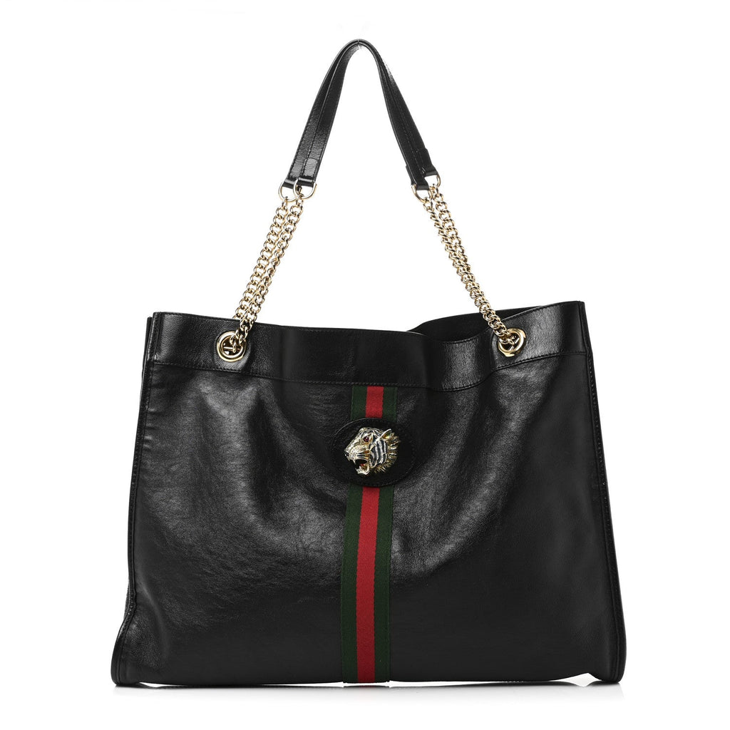 Gucci Calfskin Large Rajah Chain Tote Black