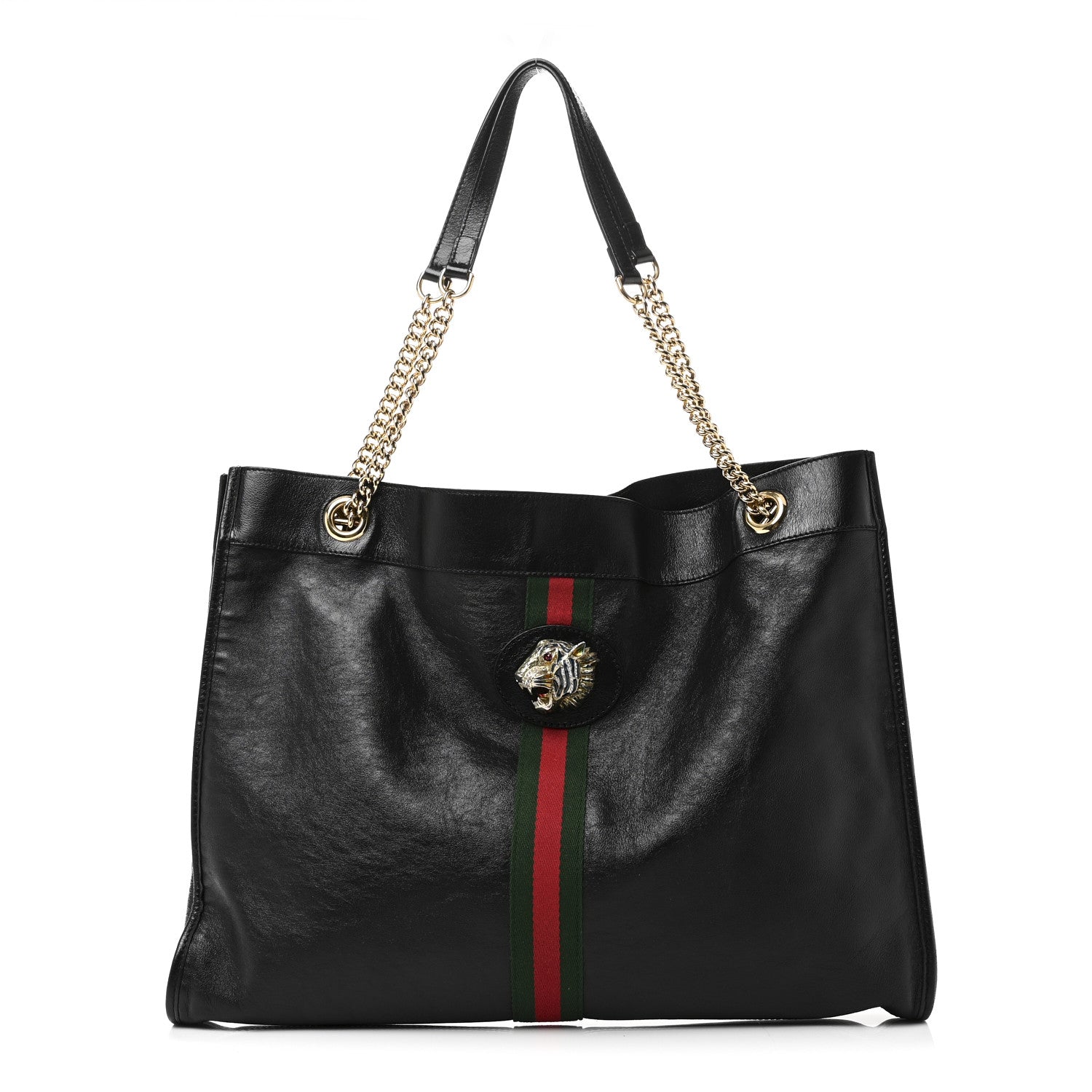 Gucci Calfskin Large Rajah Chain Tote Black